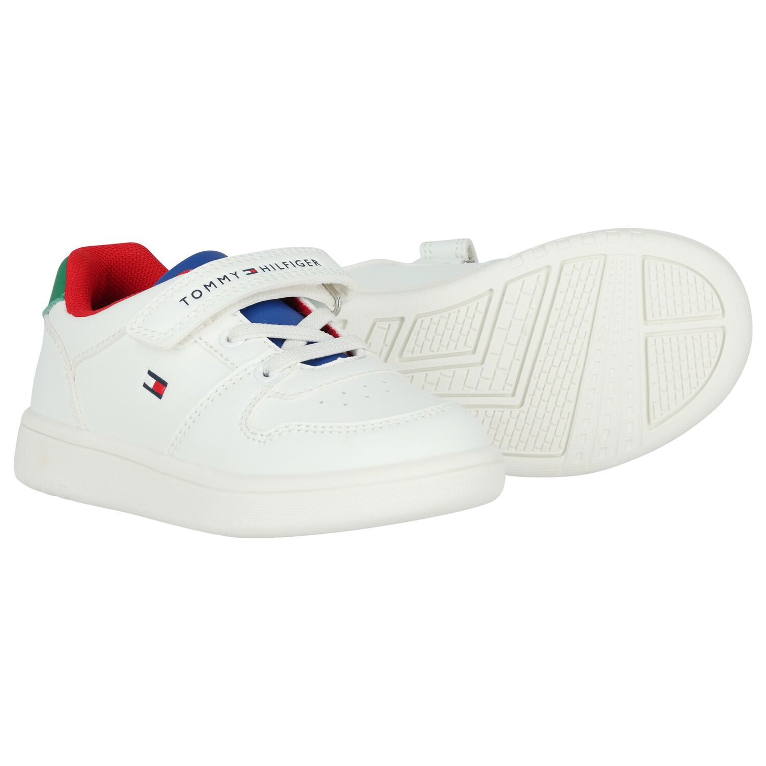 Boys White Logo Trainers, 1, hi-res
