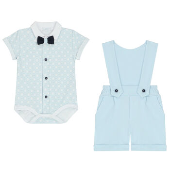 Baby Boys Blue & White Bodysuit Set