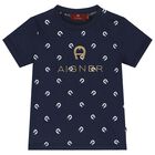 Younger Boys Navy Logo T-Shirt, 1, hi-res