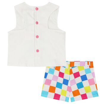 Girls White Logo Top & Shorts Set