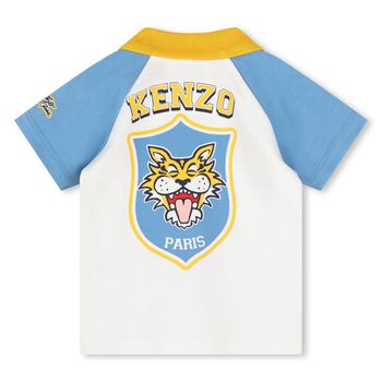 Younger Boys Ivory Tiger Logo Polo Shirt