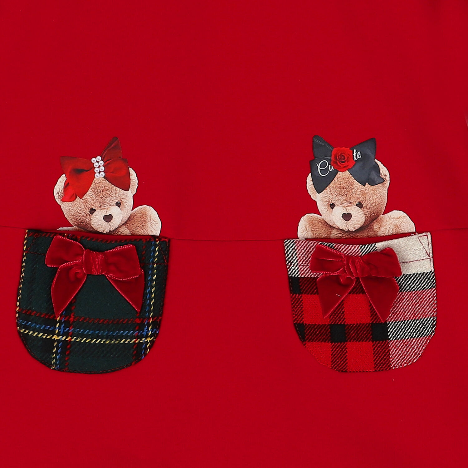 فستان بنات بشعار تيدي باللون الأحمر, 1, hi-res