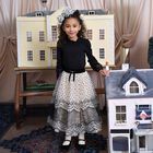 Girls Black Embellished Hayley Long Sleeve Top , 1, hi-res