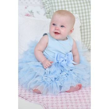 Baby Girls Blue Tulle Ruffles Dress