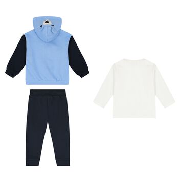 Younger Boys Blue & White 3 Piece Tracksuit