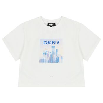 تيشيرت بنات بالشعار باللون الابيض 