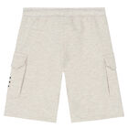 Boys Beige Logo Shorts, 2, hi-res