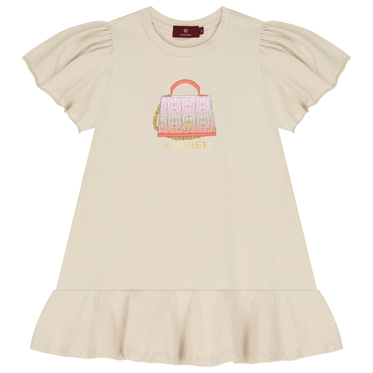 Girls Beige Bag Dress, 1, hi-res