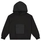 Boys Black Logo Hooded Top, 1, hi-res