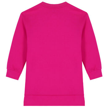 Girls Pink Logo Sweatshirt Dress