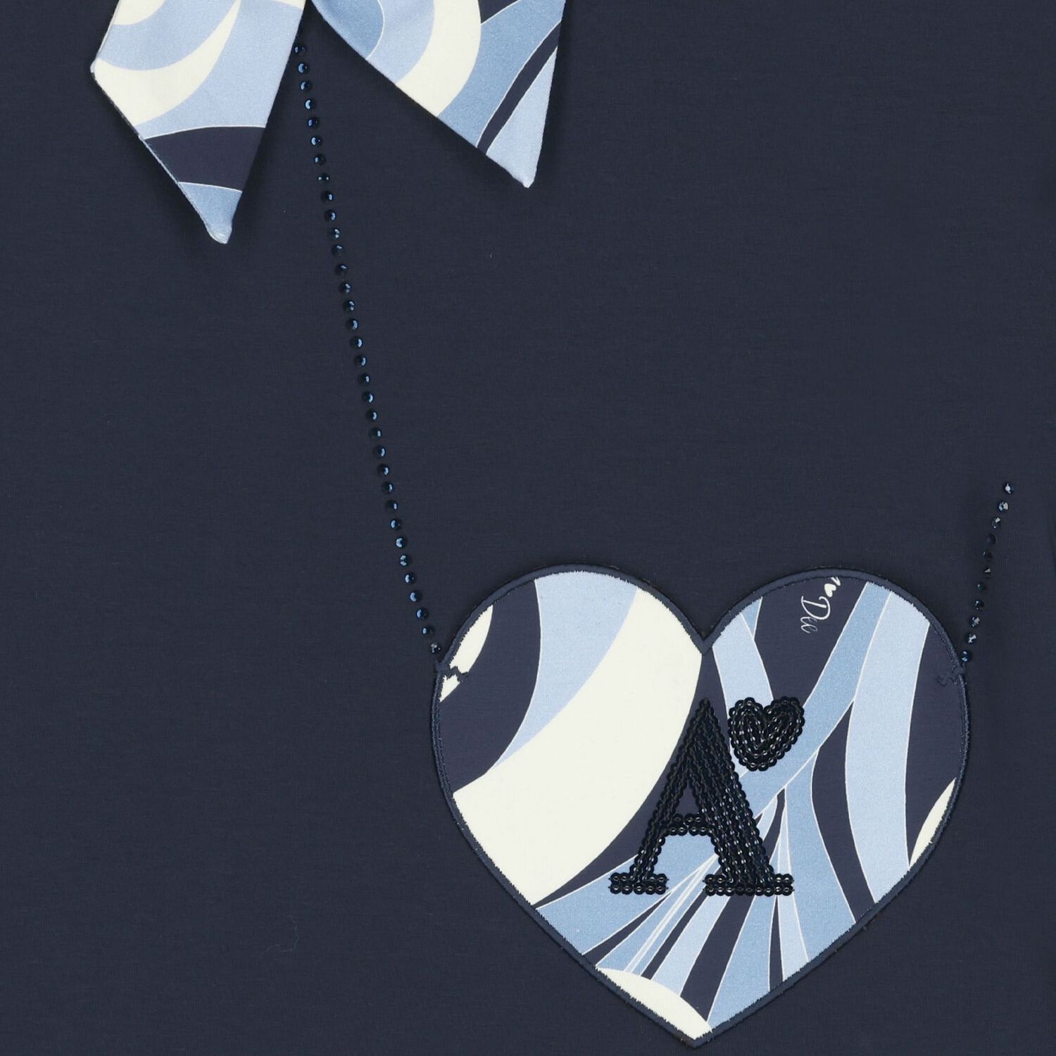 Girls Navy Blue Swirl Dress, 2, hi-res