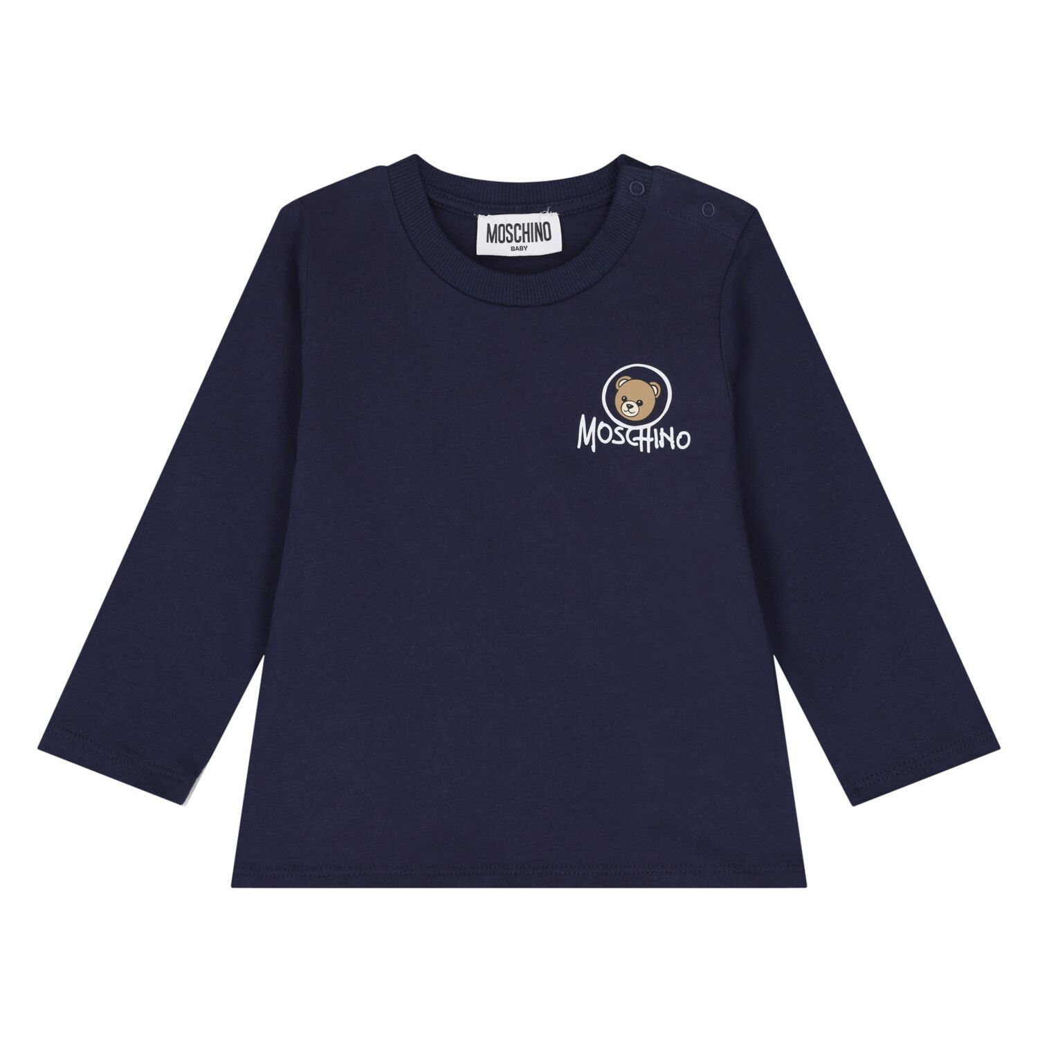 Younger Navy Blue Teddy Bear Logo Long Sleeve Top, 2, hi-res