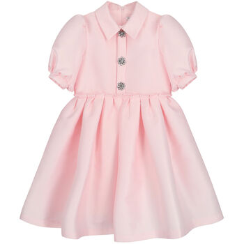Girls Pink Embellished Satin Dress