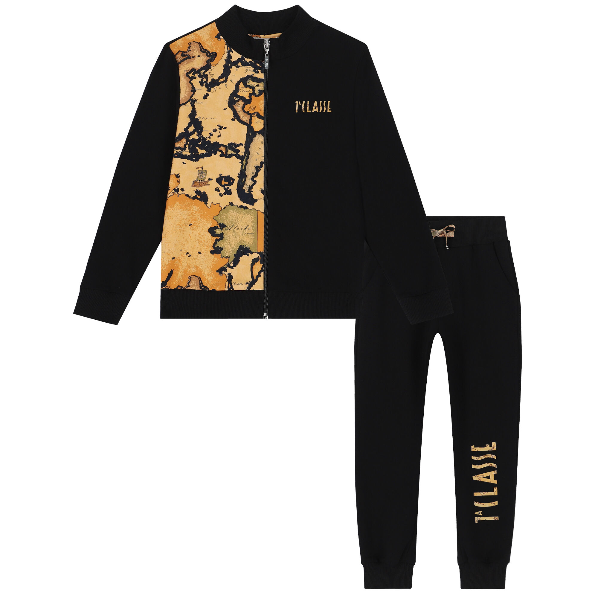 Alviero Martini Boys Black Beige Logo Tracksuit Junior Couture UAE