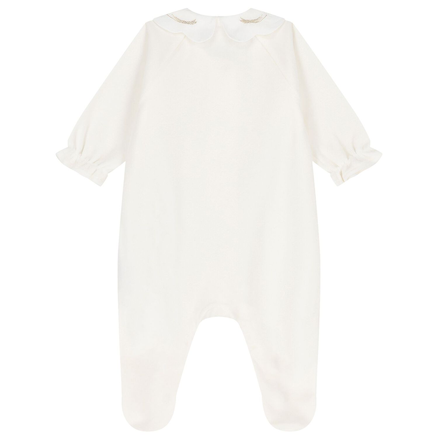 Baby Girls Ivory Bow Velour Babygrow, 1, hi-res image number null