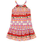 Girls Red & White Floral Dress, 1, hi-res