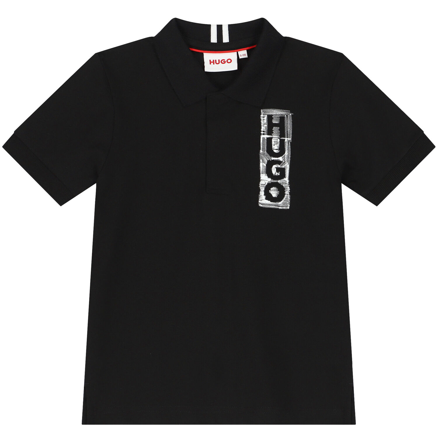 Boys Black Logo Polo Shirt, 1, hi-res