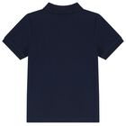 Younger Boys Navy Blue Logo Polo Shirt, 2, hi-res