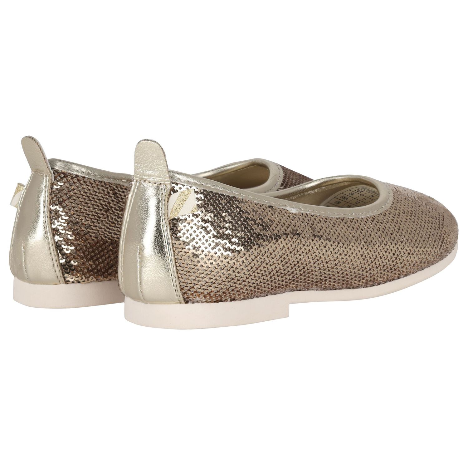 Girls Gold Sequin Ballerina Shoes, 1, hi-res