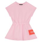 Younger Girls Pink Logo Dress, 1, hi-res