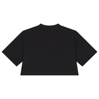 تي شيرت بنات بالشعار باللون الأسود