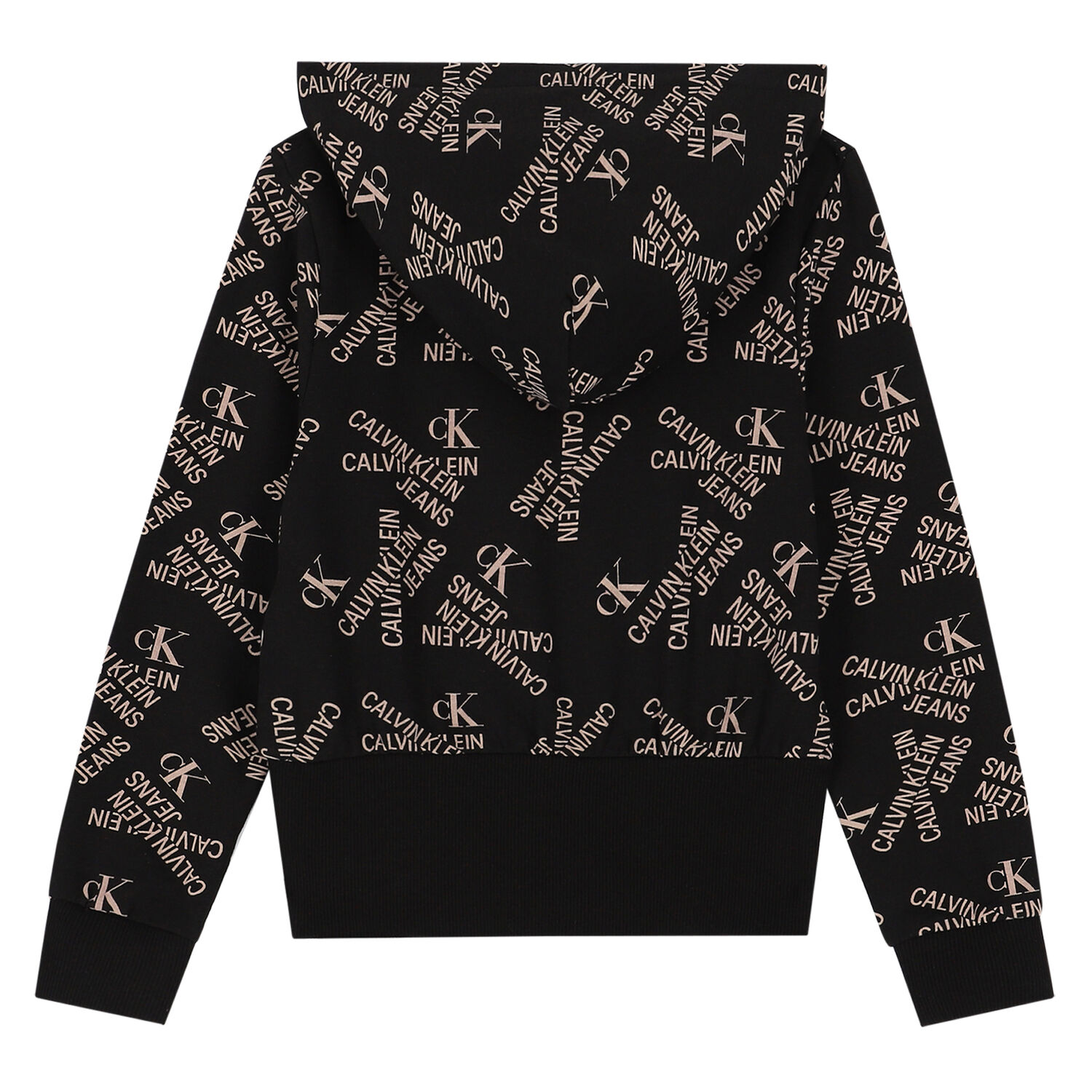 توب هودى بالشعار باللون الاسود للبنات, 1, hi-res