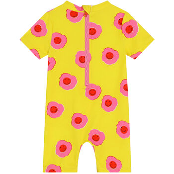 Younger Girls Yellow Flower Print Swimsuit