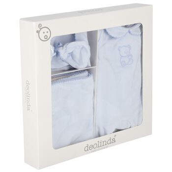 Baby Boys Blue Teddy Bear Babygrow Gift Set