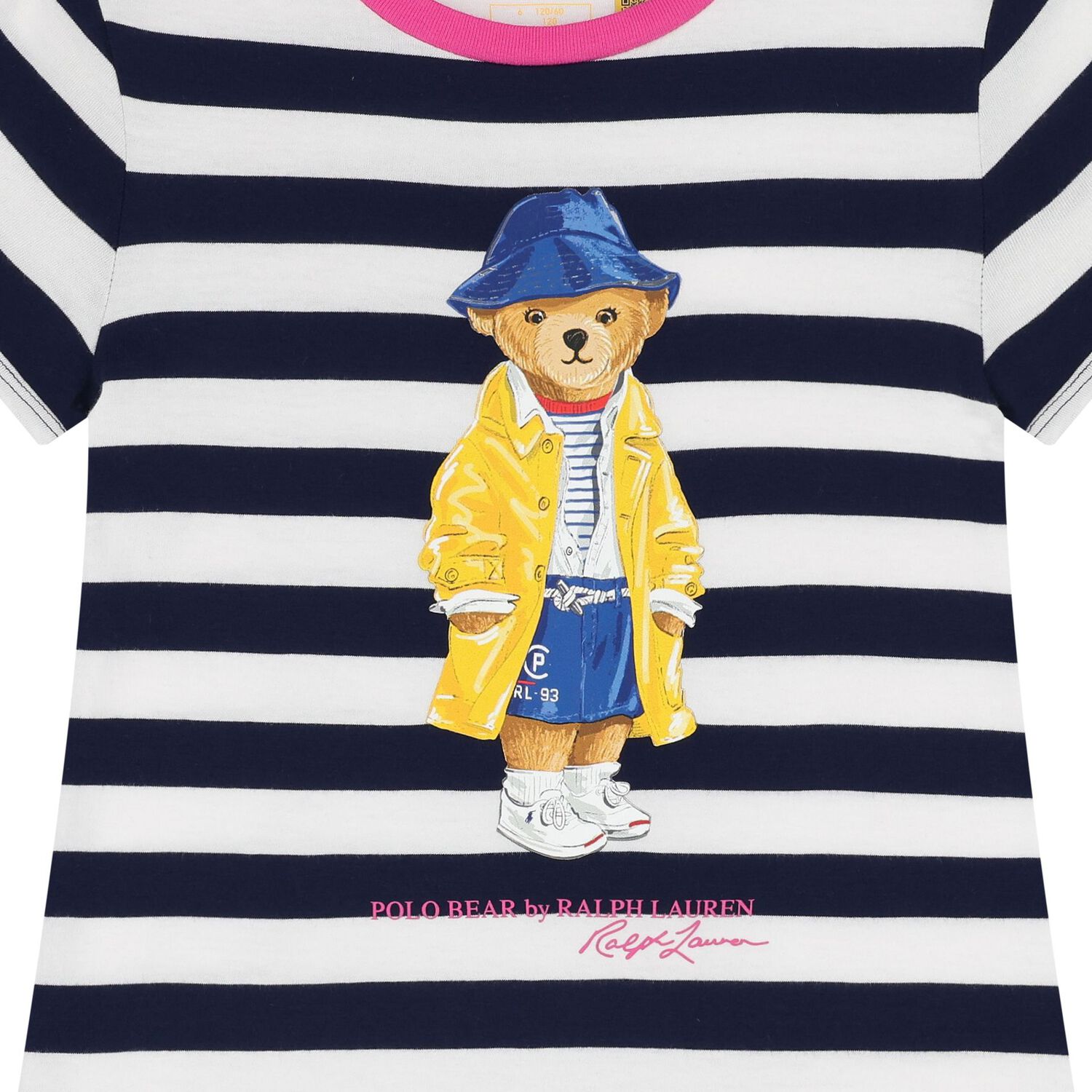 Girls White & Navy Blue Logo Dress, 1, hi-res