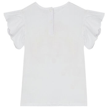 Girls White Unicorn T-Shirt