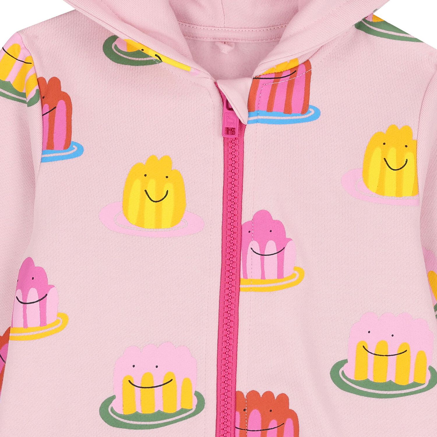 Younger Girls Pink Jelly Hooded Zip Up Top, 1, hi-res