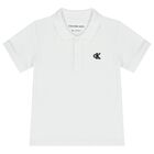 Baby Boys White Logo Polo Shirt, 1, hi-res