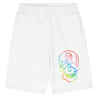 Boys White Skull Logo Shorts, 2, hi-res