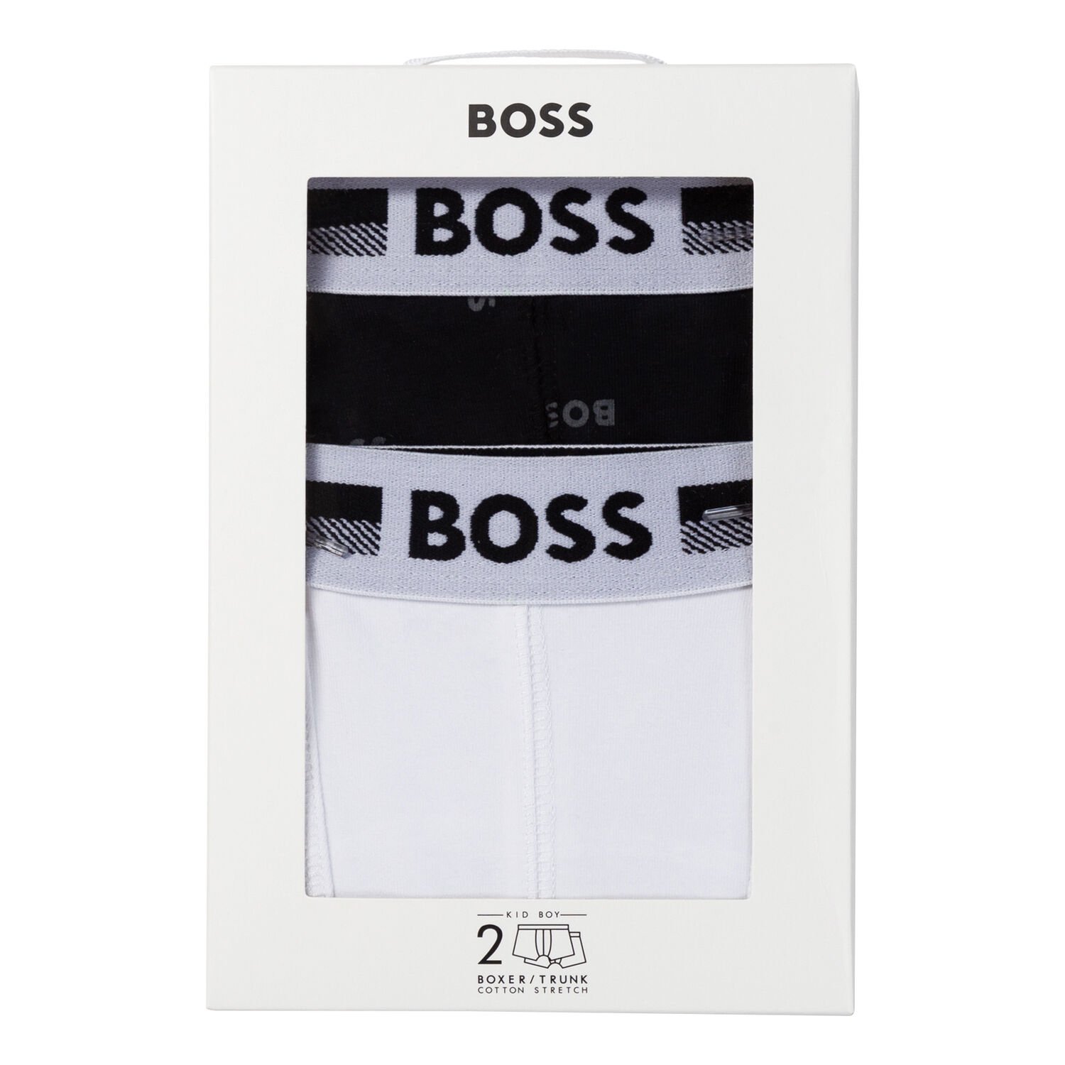 Boys White & Black Boxers (2 Pack), 1, hi-res