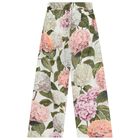 Girls Multi-Coloured Flower Floral Trousers, 1, hi-res