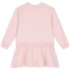 Girls Pink Flower Sweatshirt Dress, 1, hi-res