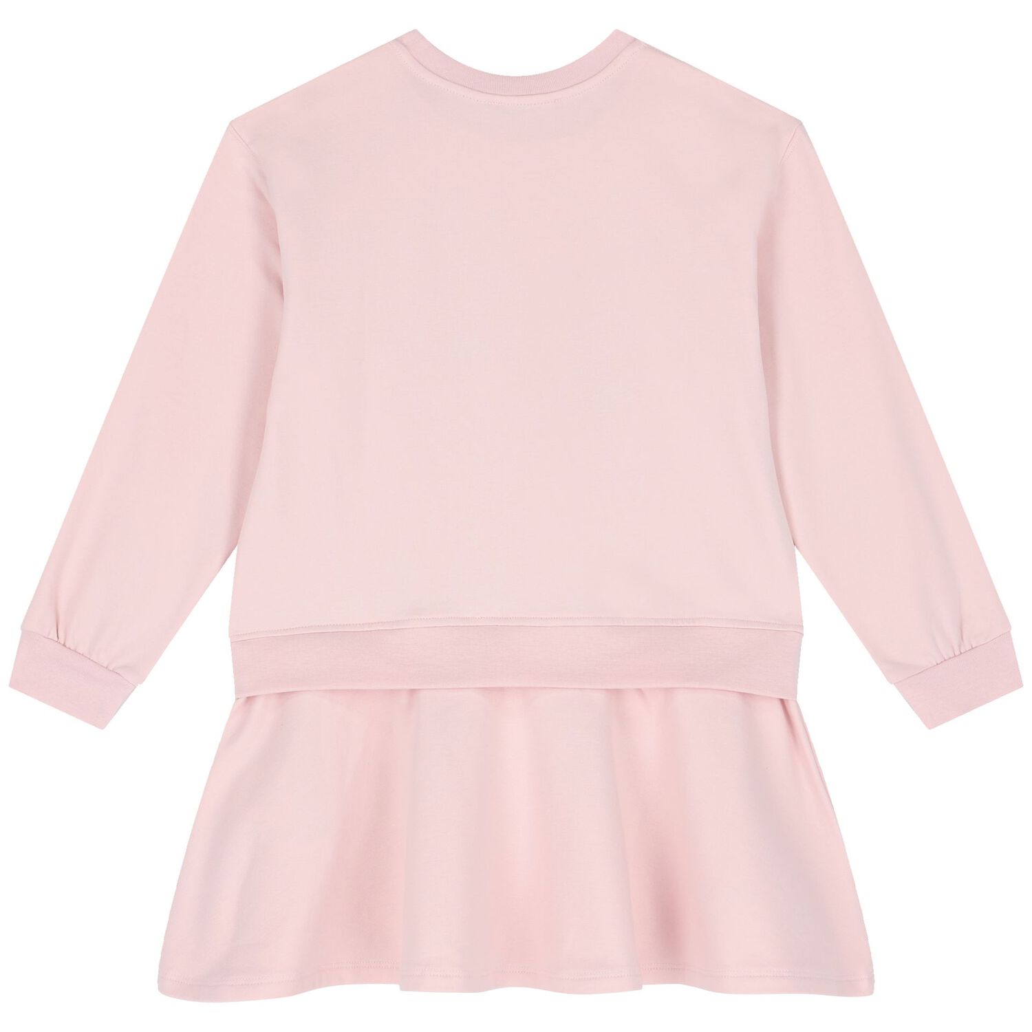 Girls Pink Flower Sweatshirt Dress, 1, hi-res