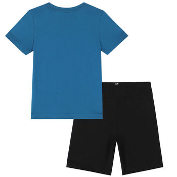Boys Blue & Black Shorts Set