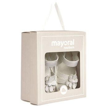 صندل بنات عاجي مزين بالزهور للأطفال 