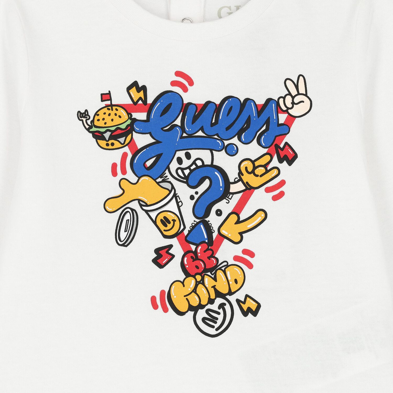 توب أولاد باكمام بالشعار باللون الأبيض, 1, hi-res