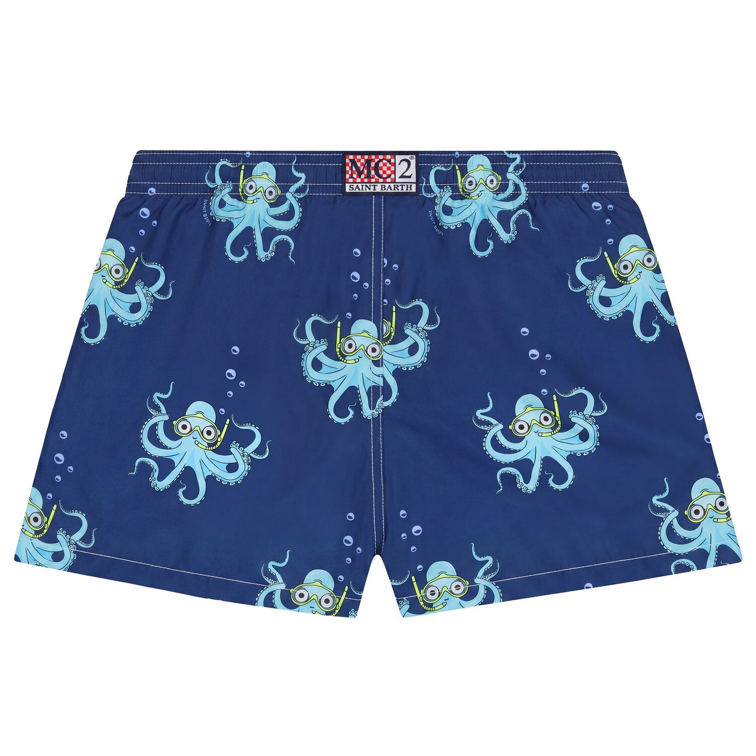Boys Navy Blue Octopus Swim Shorts, 1, hi-res