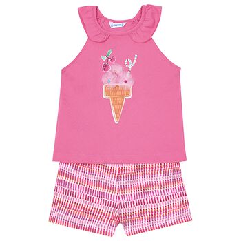 Girls Pink Shorts Set