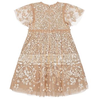 Girls Gold Sequin & Tulle Dress