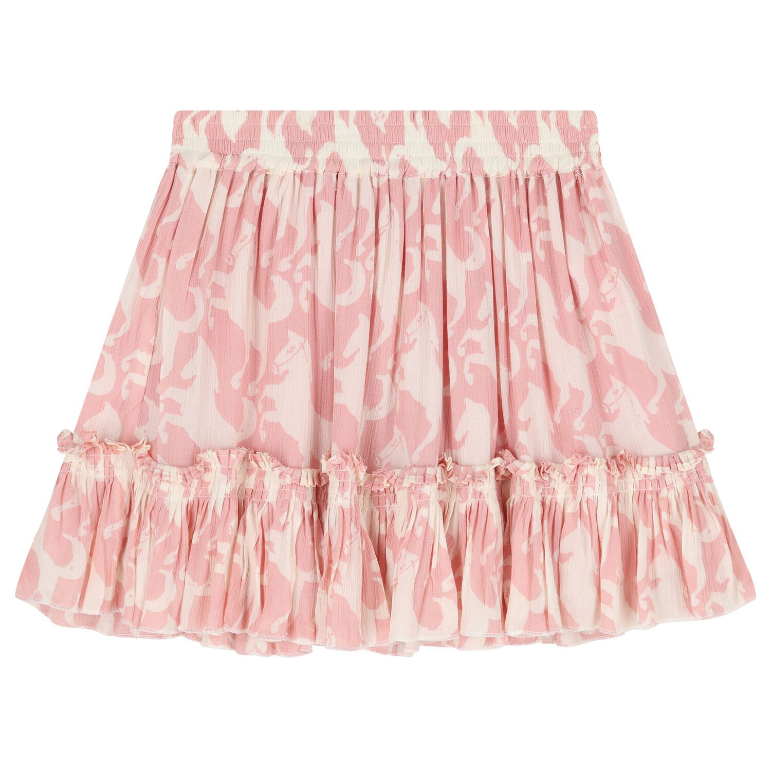 Girls Pink Horse Pleated Skirt, 1, hi-res