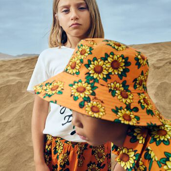 Girls Orange Sunflower Skirt