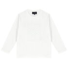 Boys White Reflective Logo Long Sleeve Top, 1, hi-res
