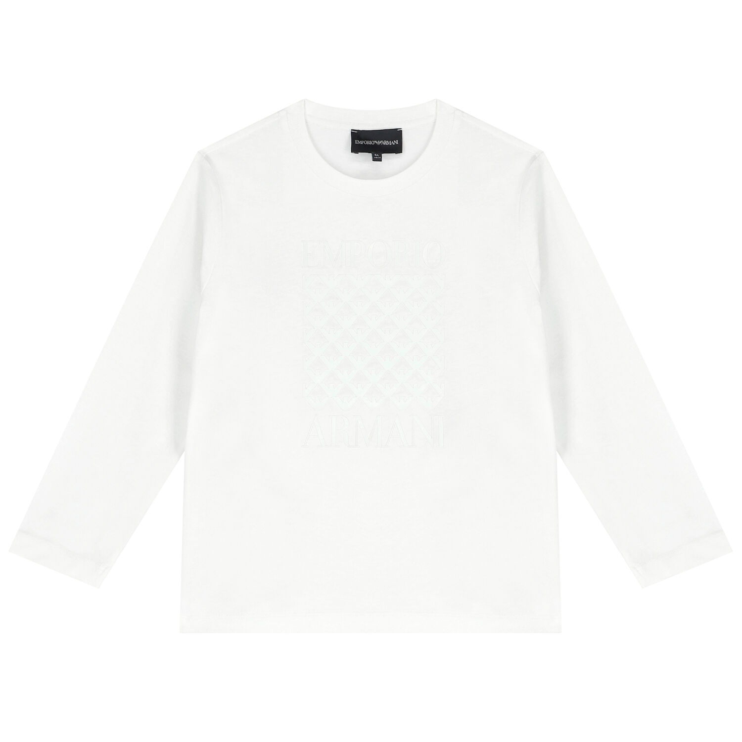 Boys White Reflective Logo Long Sleeve Top, 1, hi-res
