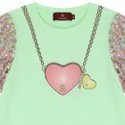 Girls Green Logo Heart Dress, 1, hi-res