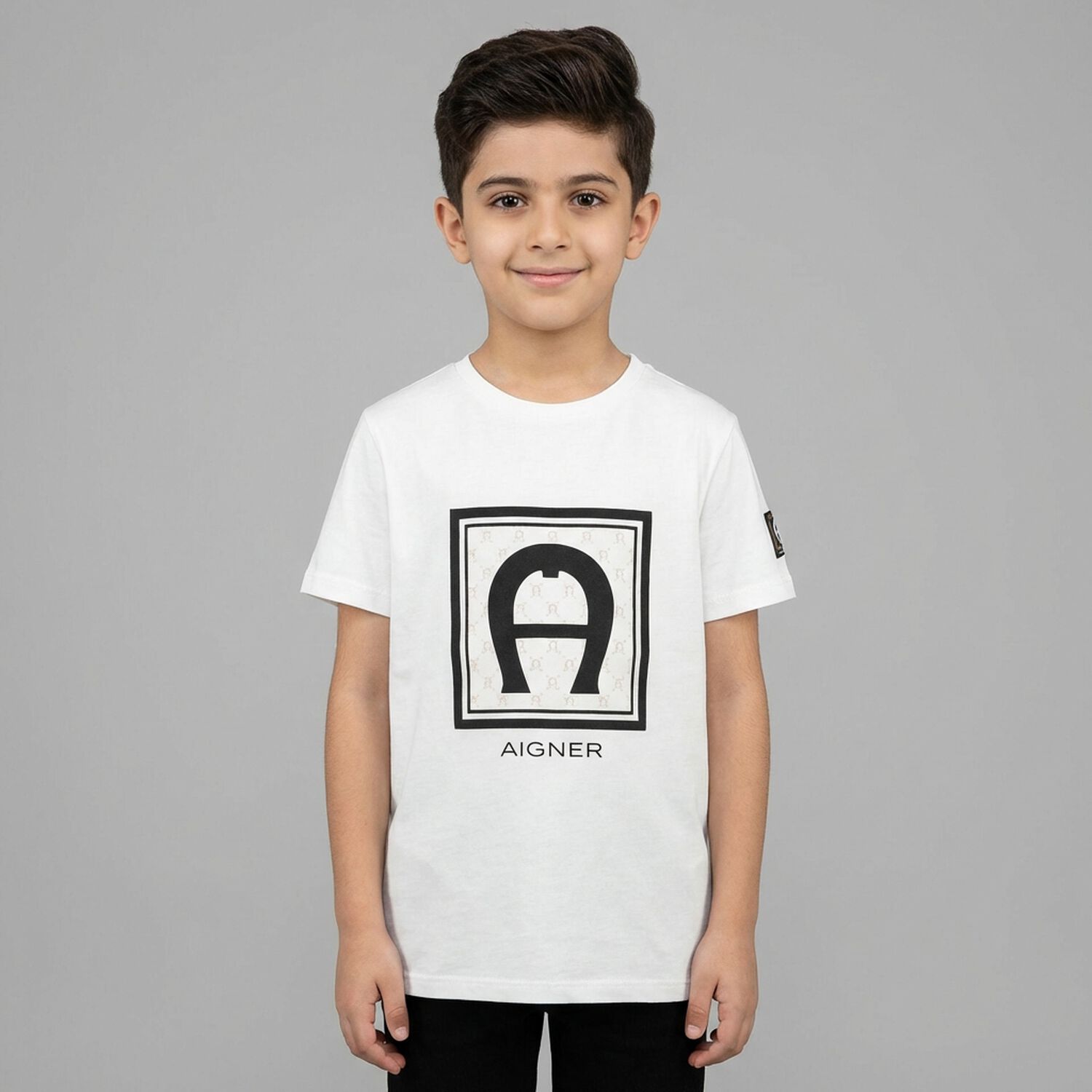 Boys White Logo T-Shirt, 1, hi-res
