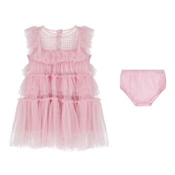 Baby Girls Pink Embellished Tulle Dress Set